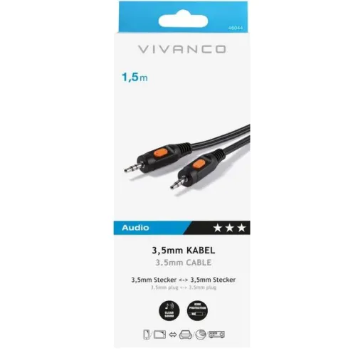 Cable de audio jack 3,5 a jack 3,5, 46044 VIVANCO, 1,5 metros