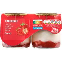 Yogur de fresa de leche de Pirineos EROSKI, pack 2x125 g