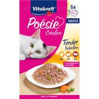Salsa de ternera-pavo-pollo gato VITAKRAFT POÉSIE, pack 6x85 g