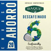 Café descafeinado compatible Nespresso BAQUÉ, caja 20 uds