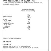 YANG-TSE glutenik gabeko soja-saltsa, botilatxoa 150 ml