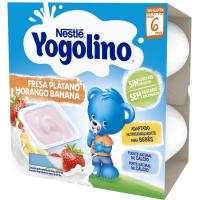 Yogolino sin azúcar de fresa-plátano NESTLÉ, pack 4x100 g