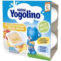 Yogolino sin azúcar de melocotón-plátano NESTLÉ, pack 4x100 g