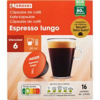 EROSKI CDG lungo kafea (espresso luzea), kutxa 16 monodosi