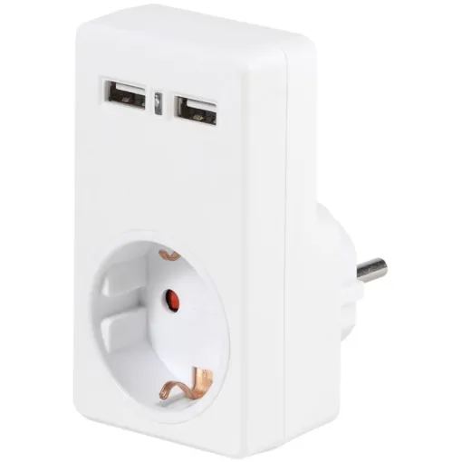 Adaptador de corriente Schuko blanco 2 Usb 2.1 amp 34422 VIVANCO