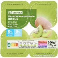 Bífidus 0% de kiwi EROSKI, pack 4x125 g