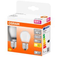 Bombilla Led esférica E27 4W luz cálida (2700k) OSRAM, pack 2 uds