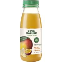 Zumo mango-maracuya-ginseng vital. VIA NATURE, botella 250 ml