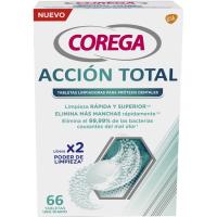 Tabletas limpiadoras acción total COREGA, caja 66 uds