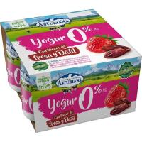 Yogur desnatado sabor fresa-dátil ASTURIANA, pack 4x125 g