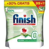 Lavavajillas eco 0% FINISH, bolsa 35+11 dosis
