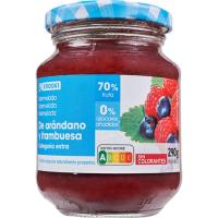 Mermelada arándano-frambuesa 0% a. añadido EROSKI, frasco 290 g
