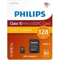 Tarjeta MicroSD con adaptador, 128GB Class 10 MicroSDXC PHILIPS