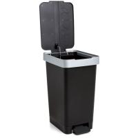 Cubo de basura con pedal Smart Negro, capacidad de 25 litros TATAY, 26x36x47 cm