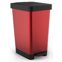 Cubo de basura Smart rojo metalizado, de pedal, 36x26x47 cm TATAY, 25 litros