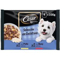 Alimento de pollo-arroz para perro senior CESAR, pack 4x100 g