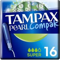 Tampón super TAMPAX COMPAK PEARL, caja 16 uds