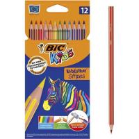 BIC KIDS EVOLUTION STRIPES hainbat koloretako arkatzak, kutxa 12 ale