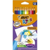 Lápices de colores acuarelables efecto pintura Kids Aquacouleur BIC, pack 12 uds
