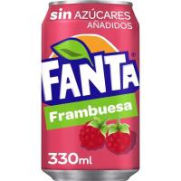 Refresco sin azúcar sabor frambuesa FANTA, lata 33 cl