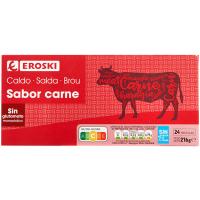 Caldo de carne EROSKI,  24 pastillas, caja 216 g