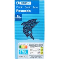 Caldo de pescado EROSKI, 10 pastillas, caja 90 g
