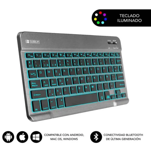 Teclado Bluetooth Smart Para Tablet O Ipad  GrisNegro