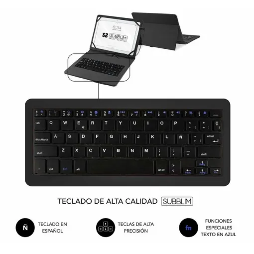 Funda para Tablet Con Teclado Micro Usb a Usb C Keytab Pro Usb 9.6\a 11\  Negro