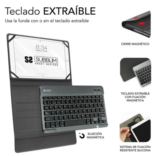 Funda para Tablet Con Teclado Bluetooth Keytab Pro Bluetooth 9.6\a 10.8\  Gris