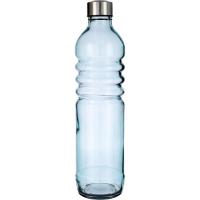 Botella de relieve Habitat, vidrio color azul con tapón inox QUID, 125 cl