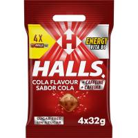 Caramelo sabor cola sin azúcar HALLS, pack 4x32 g