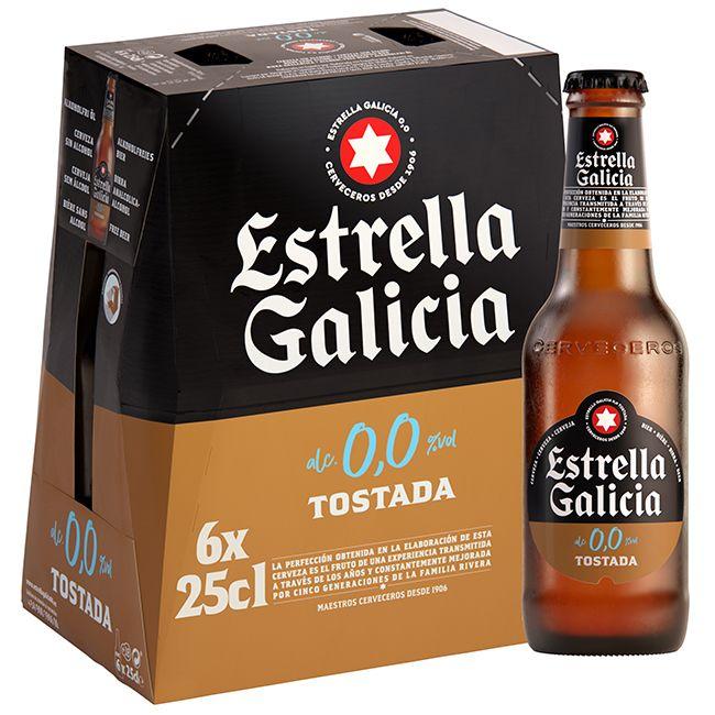 precios Cerveza 0,0 Tostada Estrella Galicia, Pack Botellín 6X25 Cl en Eroski