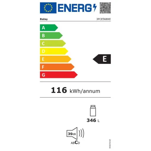 Frigorífico de 1 puerta inox 3FCE568XE BALAY