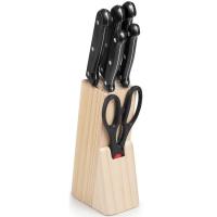 Tacoma de madera con cuchillos de cocina y tijeras IBILI, set 5+1 uds