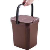 Cubo de basura marrón, capacidad de 10 litros DENOX, 23,5x26,5x28,5 cm