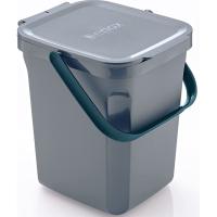 Cubo de basura gris, capacidad de 10 litros DENOX, 23,5x26,5x28,5 cm