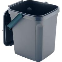 Cubo de basura gris, capacidad de 10 litros DENOX, 23,5x26,5x28,5 cm