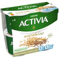Yogur 0% con semillas de avena-lino DANONE Activia, pack 4x120 g