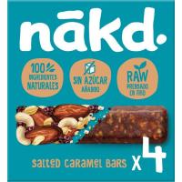 Barritas de cereales sabor caramel salt NAKD, caja 140 g
