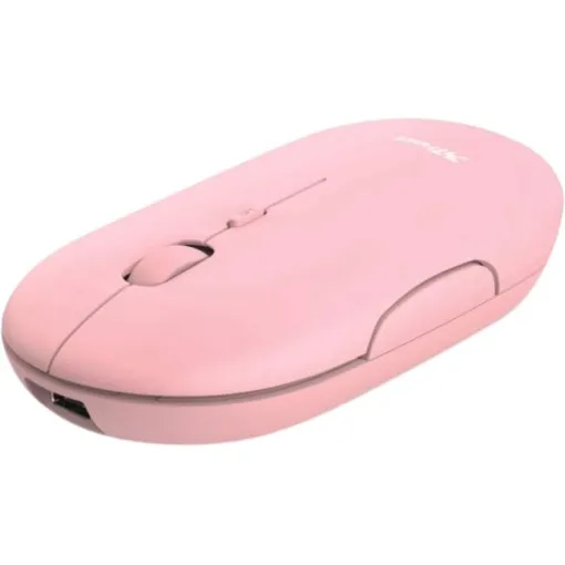 Ratón óptico inalámbrico rosa, ultrafino, Puck TRUST
