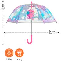 Paraguas infantil 42/8 manual, POE transparente Unicornio, fibra vidrio cool kids