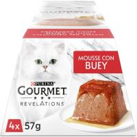 Alimento de buey para gato GOURMET Revelations, pack 4x57 g