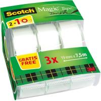 Cinta adhesiva invisible 19mm x 7,5m Magic Tape SCOTCH, Pack 2+1 uds
