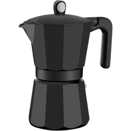 Cafetera italiana Inducción Noir, aluminio negro mate, apta para todo tipo de cocinas MONIX, 6 tazas