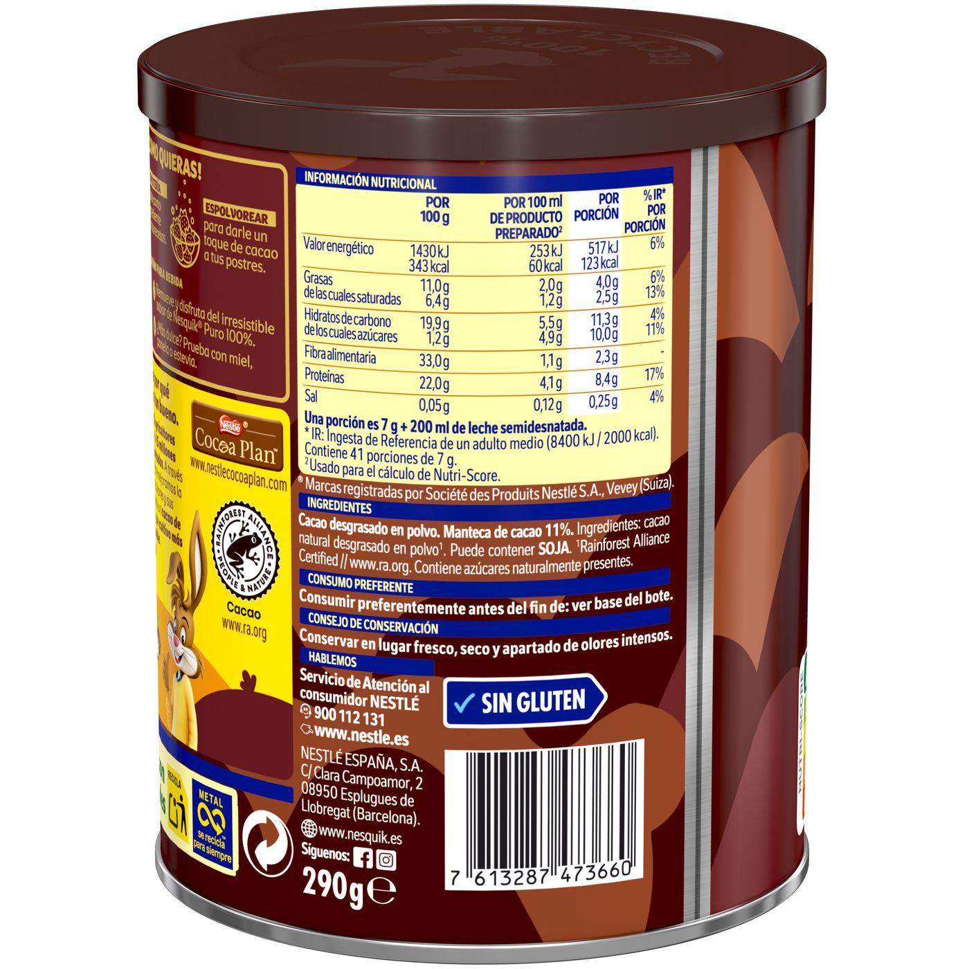 Cacao en polvo intenso 100 NESQUIK, lata 290 g