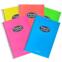 Cuaderno de espiral Folio, cuadrícula 4x4, tapa extradura neón ¿Cuál te llegará? OCW500889 OCEAN'S WAVE, 80 hojas