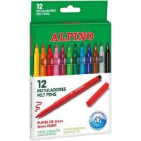 Rotuladores de punta fina, colores surtidos Felt Pens ALPINO, Pack 12 uds