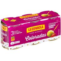 Aceitunas rellenas de pimiento asado LA ESPAÑOLA, pack 3x50 g