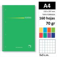 Cuaderno espiral A4, cuadrícula 5x5, microperforado, tapa dura ¿Cuál te llegará? 16403 PACSA, 160 hojas