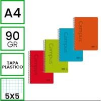 Cuaderno espiral A4, cuadrícula 5x5, microperforado, tapa de plástico ¿Cuál te llegará? 002768 CAMPUS, 120 hojas